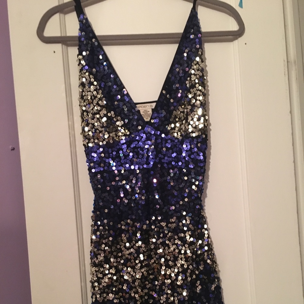 ArdenB XS Gold and Navy sequin mini dress